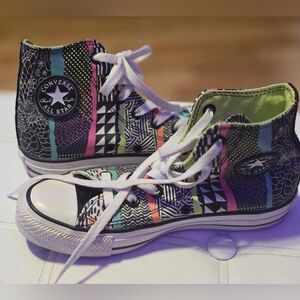 Converse All Star Neon Geometric High-Tops Sneakers Size 6